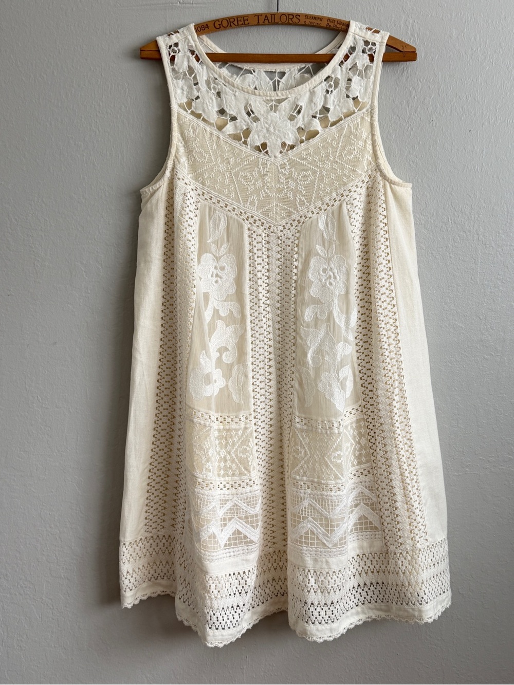 Anthropologie Vanessa Virginia Ivory Lace Dress  size 10 Boho